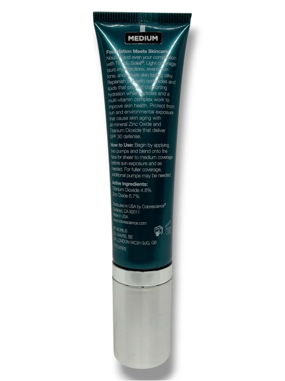 Colorescience Tint du Soleil SPF 30 Foundation MEDIUM Whipped Face Makeup 1 oz